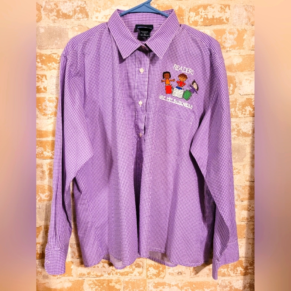 READING PURPLE GINGHAM BLOUSE